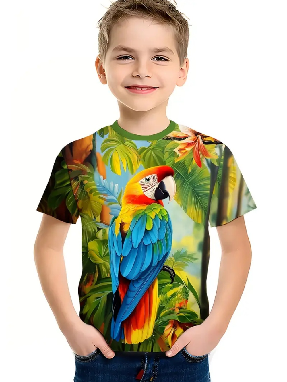 キッズ トロピカル マコアオウム ビーチプリント 半袖 Tシ - Tee Graphic Print のレビューと価格
