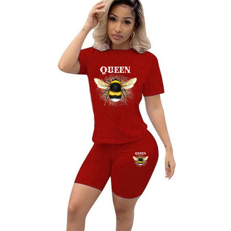 トップスとショーツのツーピースセット,半袖,ラウンドネック, - Tee Graphic Print のレビューと価格