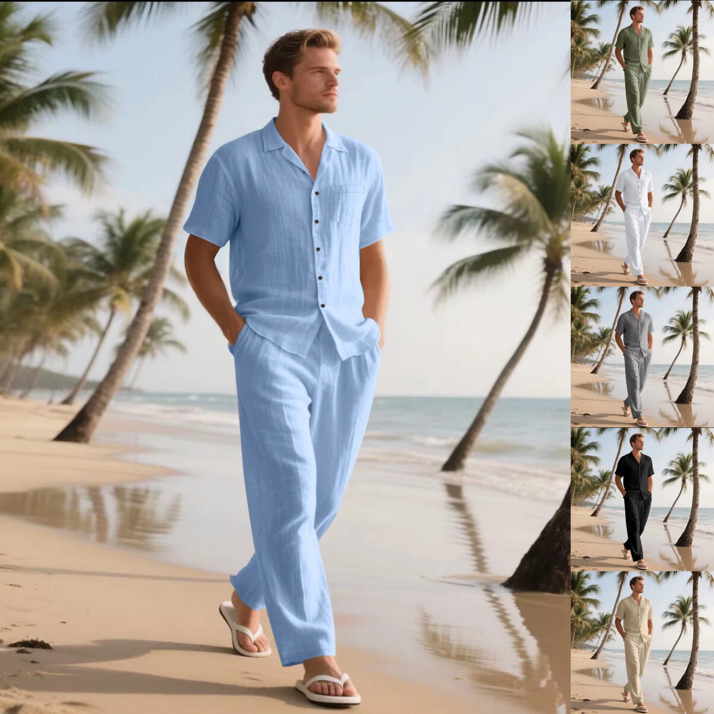 夏のメンズ新作リネンカジュアル快適ルーズ通気性高級ミニマリス - Short Linen Drawstring のレビューと価格