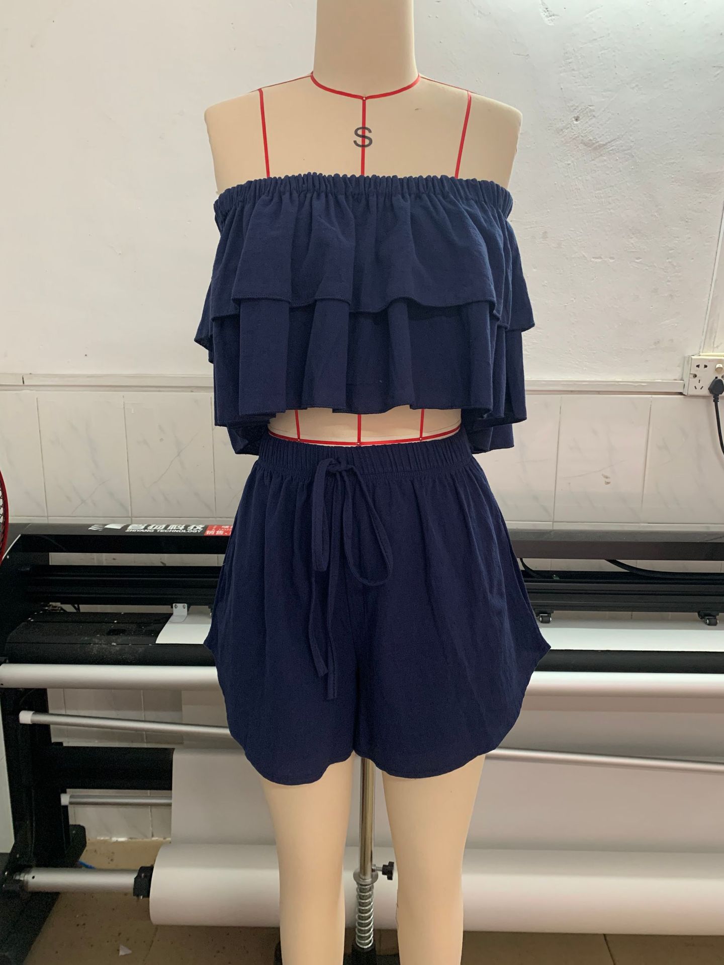 夏の女性ファッション：ハイビスカス柄の新しいカジュアルなコッ - Short Linen Drawstring のレビューと価格