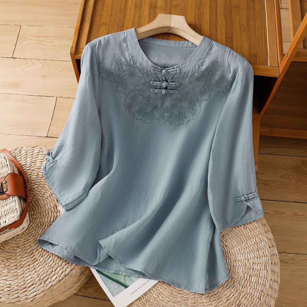 中国風ラウンドカラーボタンコットンリネンノースリーブシャツ - Shirt Camp Collar のレビューと価格