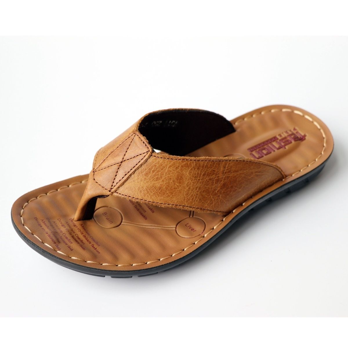夏の靴男性スリッパ本革メンズフリップフロップフラットメンズサ - Flip Flop Leather Men のレビューと価格