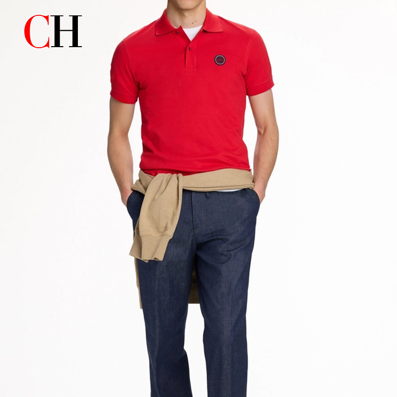 CH レッドアクセント円形ラバーパッチ左胸プレミアムピケ半袖 - Polo Shirt Pique のレビューと価格
