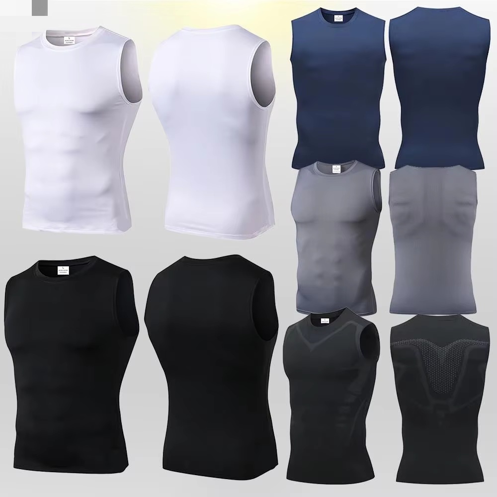 圧縮タンクトップメンズジムシャツノースリーブ速乾性プリントス - Tank Top Muscle のレビューと価格