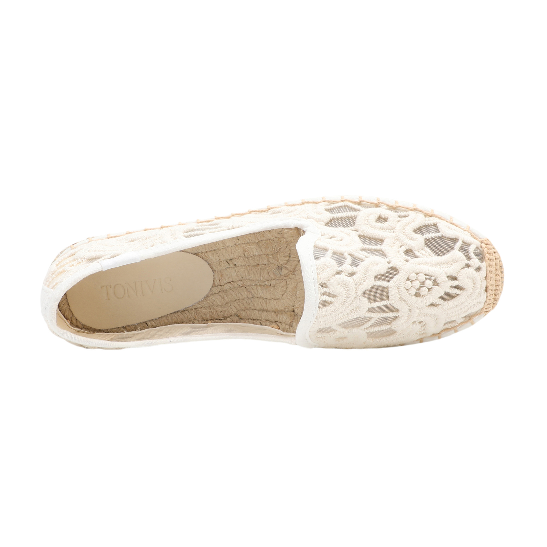 女性用レースエスパドリーユフラットシューズ、エレガントな夏の - Espadrille Slip On のレビューと価格