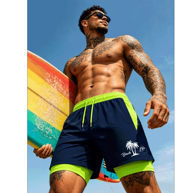 メンズ水泳パンツ ヤシの木プリント 速乾性 サーフボードショ - Trunks Board Surf のレビューと価格