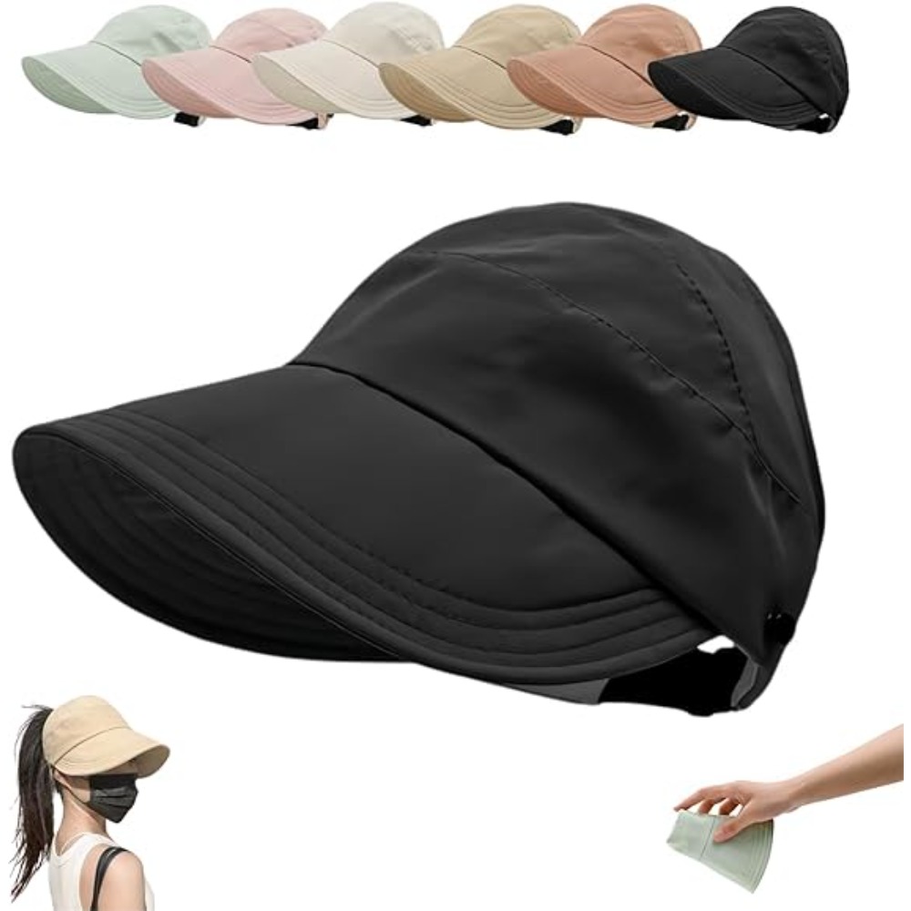 女性用サンハット、つば広UVカット、中空トップサンハット、夏 - Packable Hat Nylon のレビューと価格