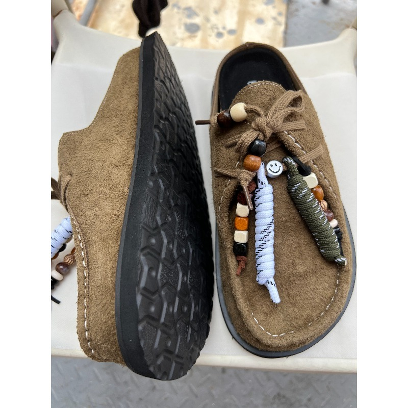 女性男性用クロッグ、牛革スエードレザー、スリッポンミュール、 - Flip Flop Leather Men のレビューと価格