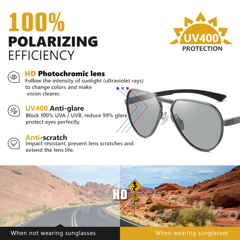 LIOUMO アルミマグネシウムフレーム航空サングラス偏光男 - Sunglasses Aviator Polarized のレビューと価格
