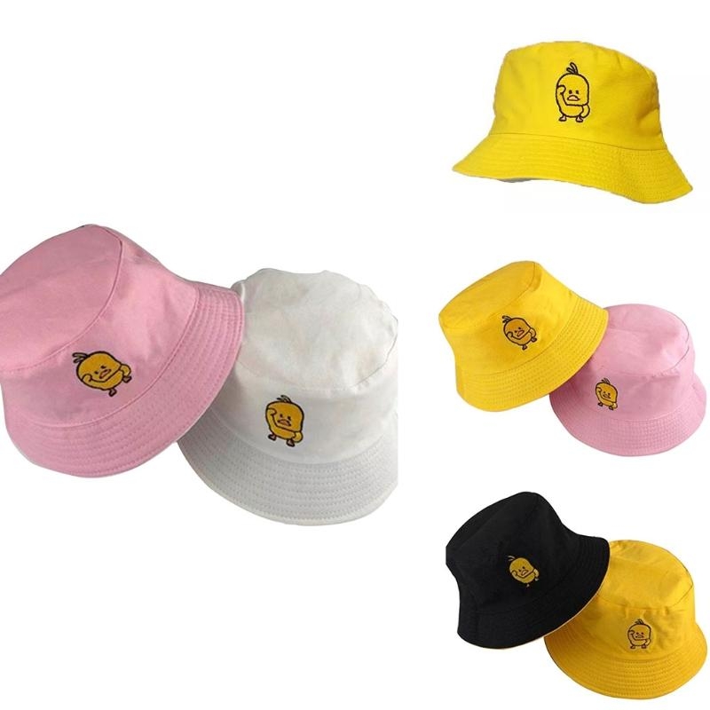 女性男性夏イエローアヒル刺繍バケットハット可逆両面着用屋外日 - Packable Hat Nylon のレビューと価格