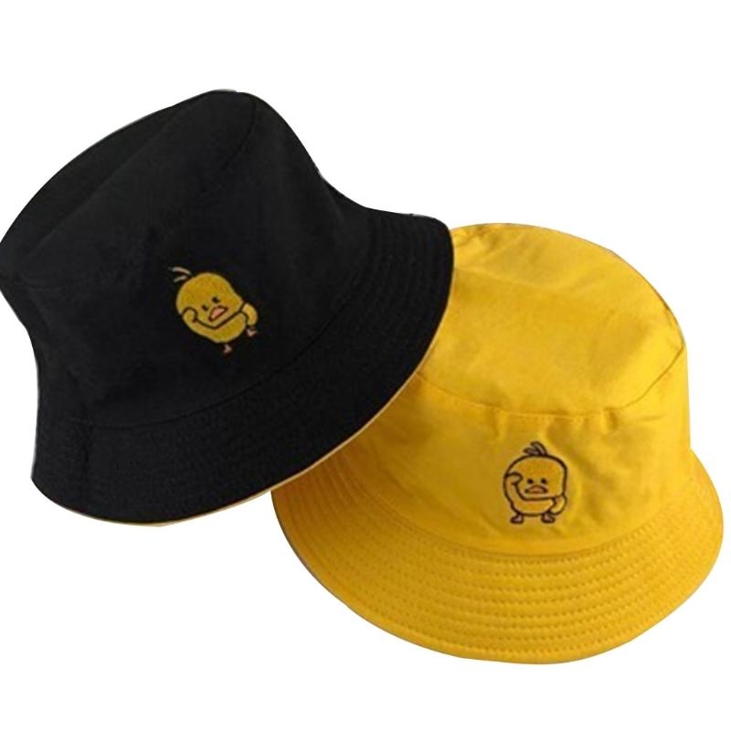 女性男性夏イエローアヒル刺繍バケットハット可逆両面着用屋外日 - Packable Hat Nylon のレビューと価格