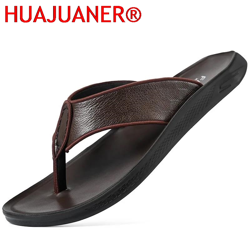 カジュアルなアウトドアメンズサンダル 夏用滑り止めレザー ト - Flip Flop Leather Men のレビューと価格